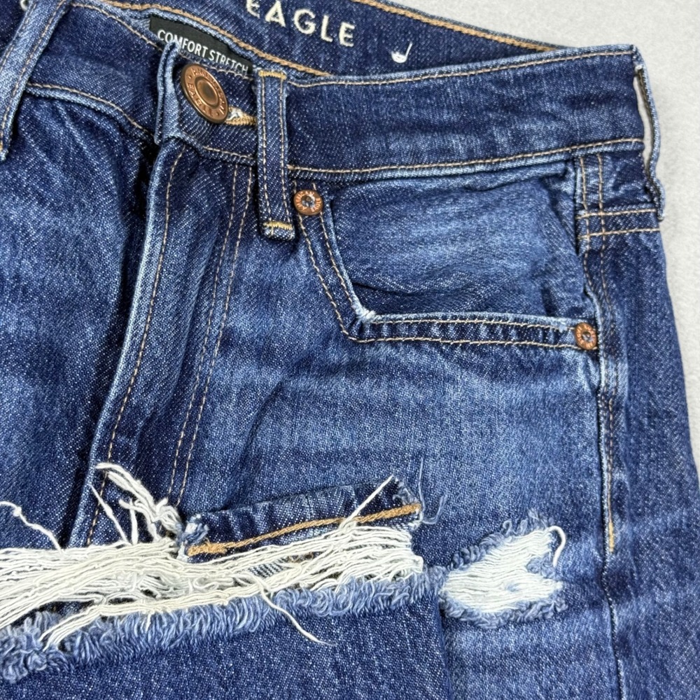 American Eagle Womens Distressed High Rise Flare Jeans Blue Medium Wash Size 00